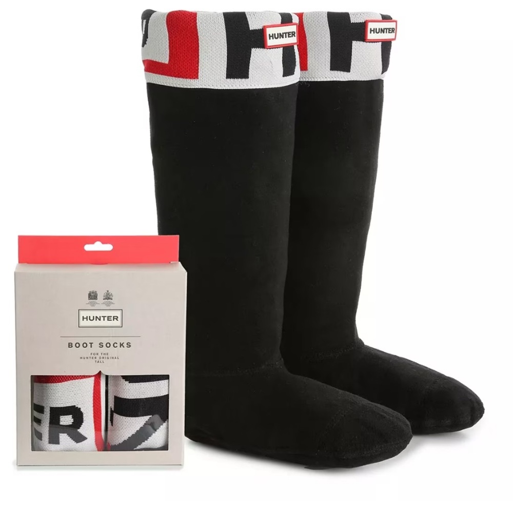 Hunter Tall Black and Red Boot Socks Women’s size L